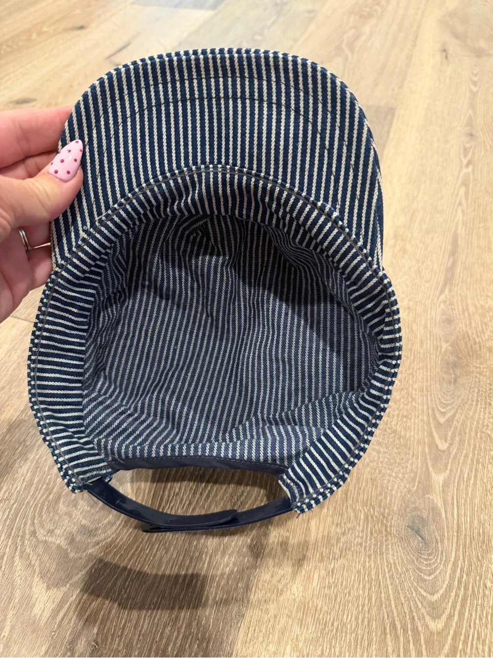Striped Navy & White Cotton Cadet Cap